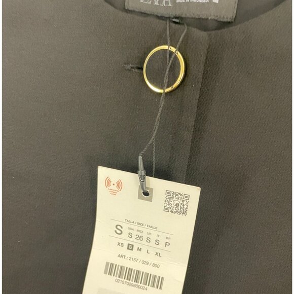 Zara Womens Black Waistcoat Playsuit Romper S Button Front 2157/029 NWT - Picture 6 of 12